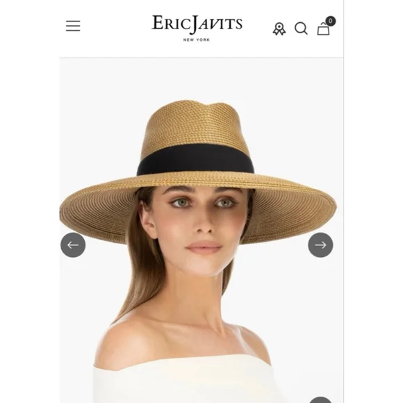 NWT Eric Javits Daphne Fedora Hat One Size Natural/Black - Picture 4 of 11